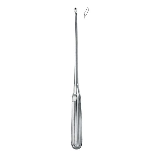 Bone surgery , Bone curette, acc. to Scoville, with hollow Handle, angled upwards