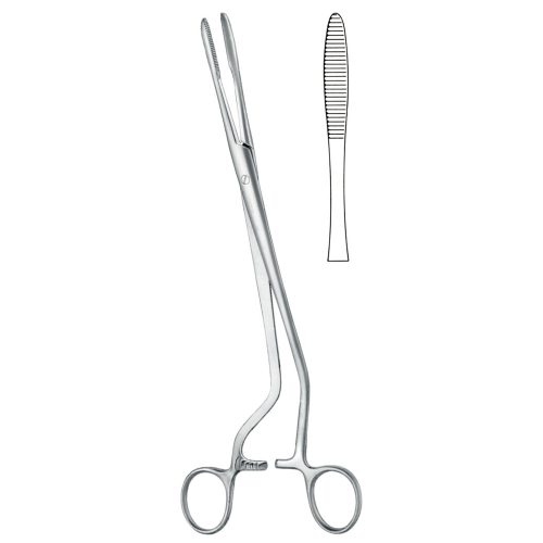 Cotton swab forceps , Tampon forceps, acc. to Cheron, bayonet-shape