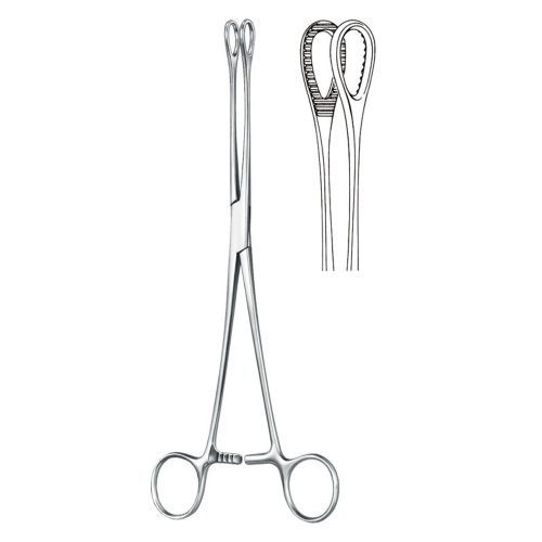 Cotton swab forceps , forceps, acc. to Foerster, serrated, straight