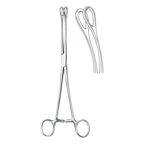 Cotton swab forceps , forceps, acc. to Foerster, smooth, curved