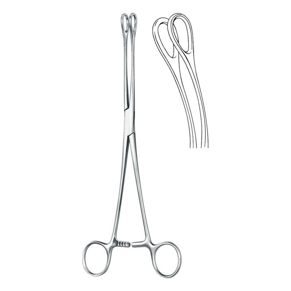 Cotton swab forceps , forceps, acc. to Foerster, smooth, curved